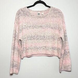Roxy Swell Season Pink Marled Cropped Chunky Knit Sweater Small NWT
